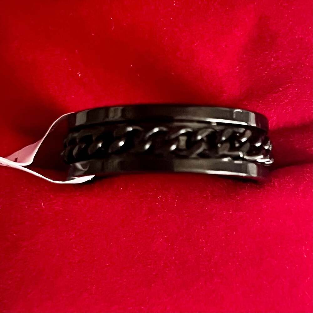 Stainless Steel Spinner Ring Size 11 Black Chain